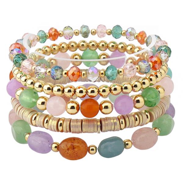 Oval Multi Bead Bracelet Set