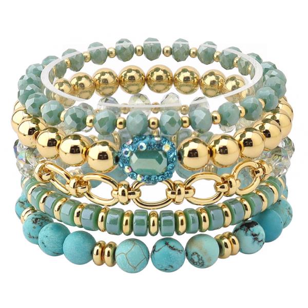 Oval Link Multi Bead Bracelet Set