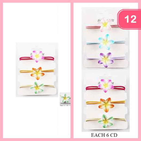Tropical Flower Hair Tie 3 PC Set (12 Units)