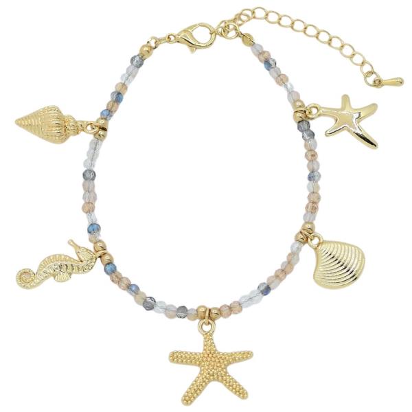 Sea Life Multi Charm Beaded Bracelet