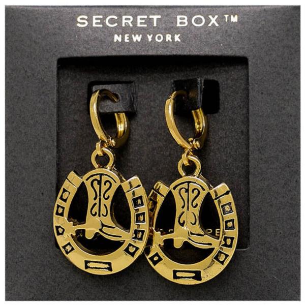 SECRET BOX Style Horse 14K Gold Dipped Earring