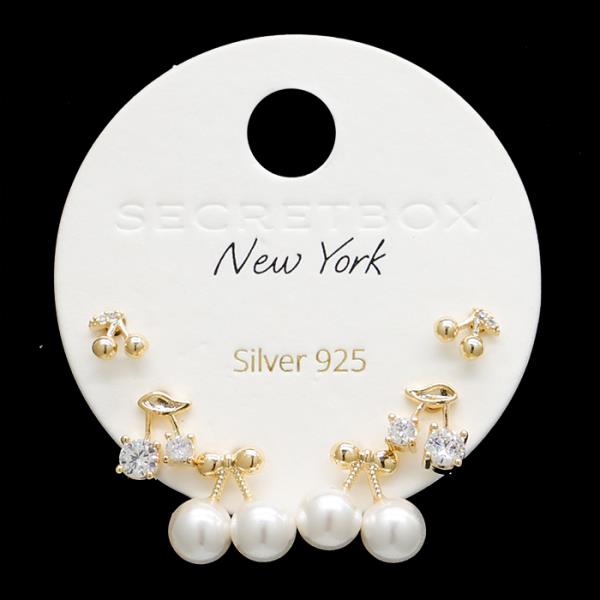 SECRET BOX Pearl Bead 925 Silver Earring Set