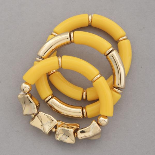 Metal Resin Multi Stretch Bracelet Set