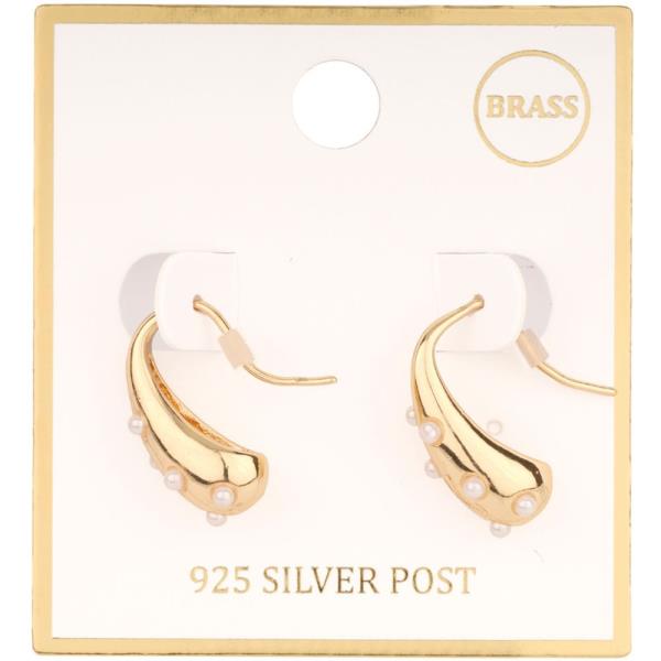 Pearl Bead Metal Teardrop Earring