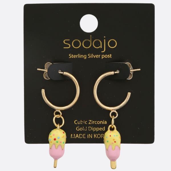 SODAJO Ice Cream Charm Hoop Gold Dipped Earring