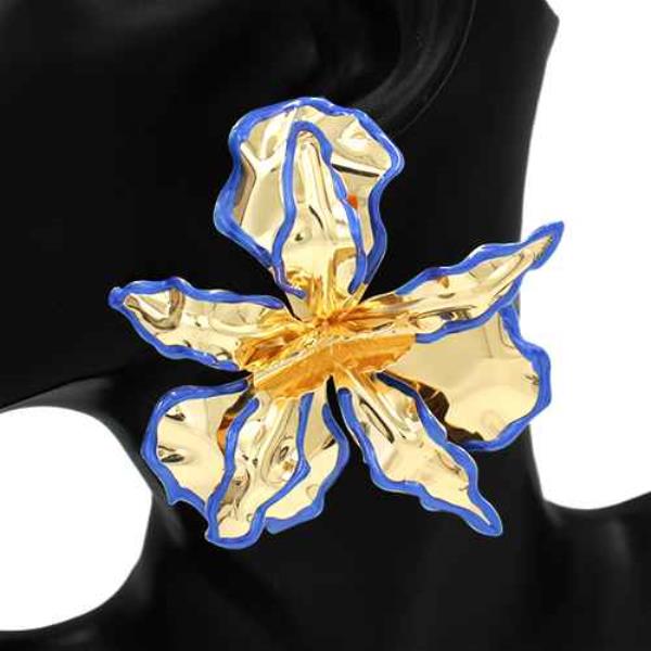 Color Edge Metal Flower Earring