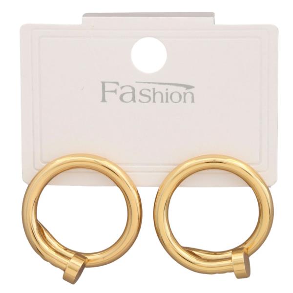 Nail Round Metal Earring