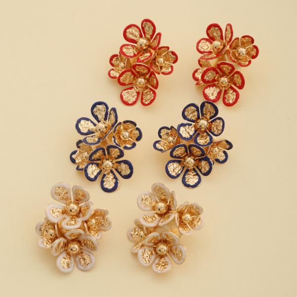 Color Edge Flower Cluster Earring