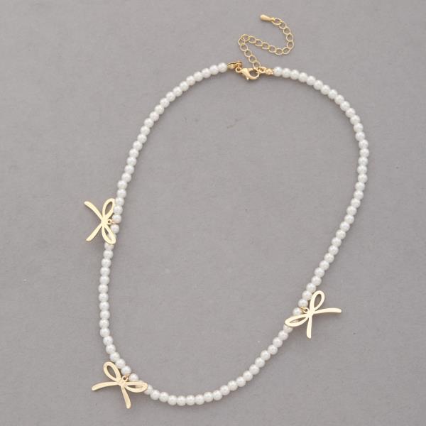 SODAJO Pearl Ribbon Station Necklace