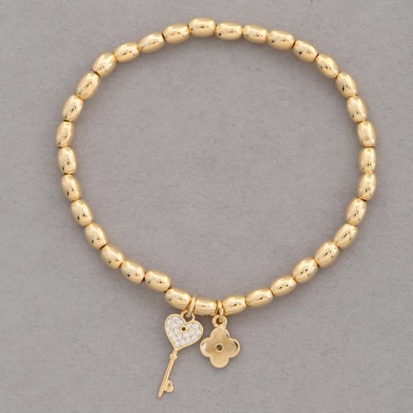 SODAJO Gold Dipped Heart Key Flower Metal Bracelet