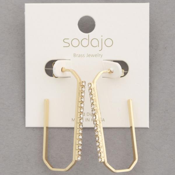 SODAJO Rhinestone Edge Oval Gold Dipped Earring
