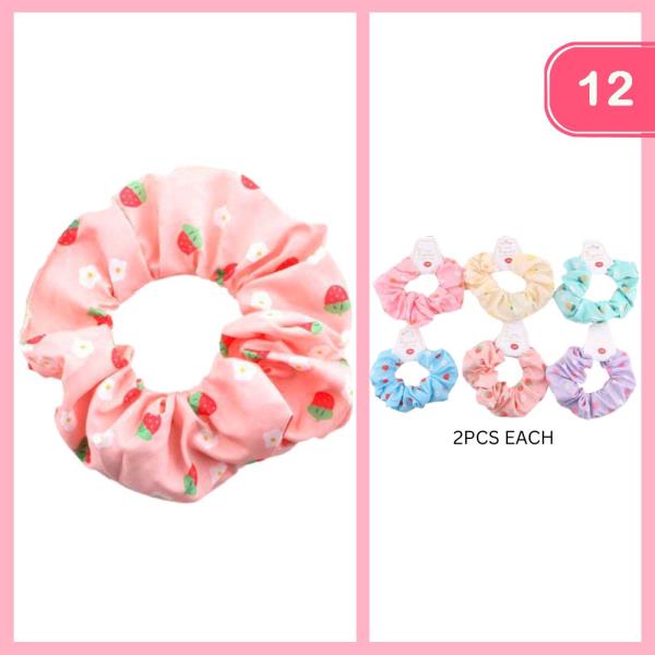 Strawberries Flower Hair Scrunchie (12 Units)