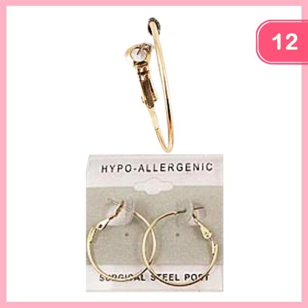 Steel Post Hoop Earrings (12 Units)