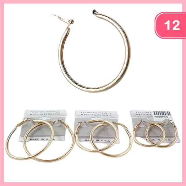 Steel Post Hoop Earrings (12 Units)