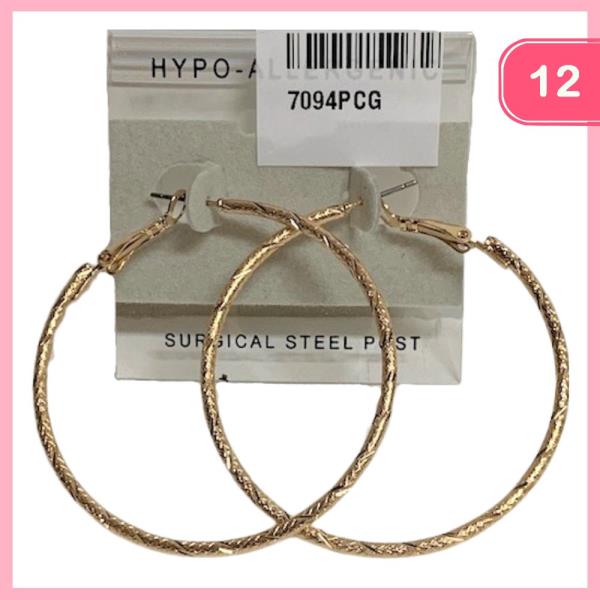 Steel Post Hoop Earrings (12 Units)
