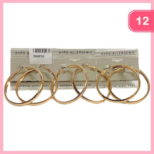 Steel Post Hoop Earrings (12 Units)