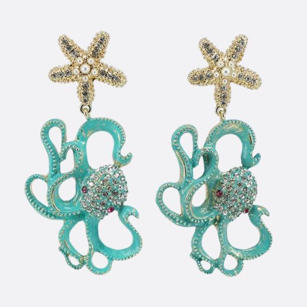 Sealife Rhinestone Dangle Earring