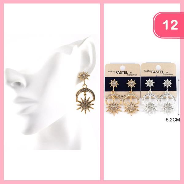 Rhinestone Moon Phase Earring (12 Units)