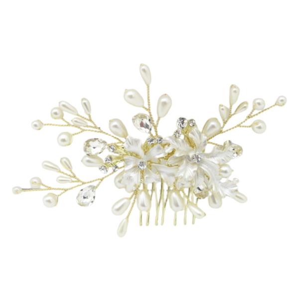 FLOWER PEARL BEAD HAIR COMB