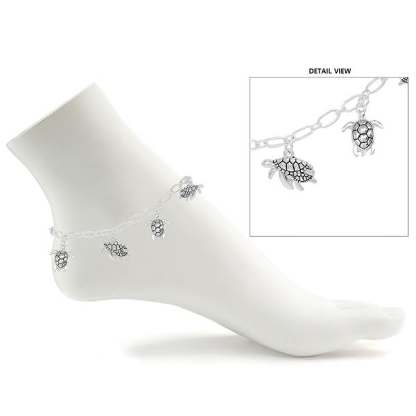 Sea Turtle Station Metal Anklet