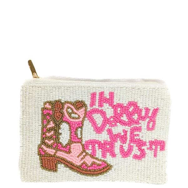 In Dolly We Trust Boot Seed Bead Coin Purse