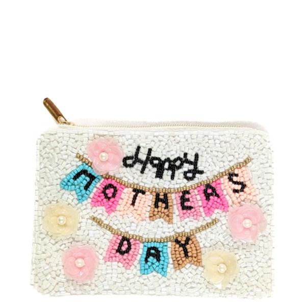 Happy Mothers Day Seed Bead Coin Purse