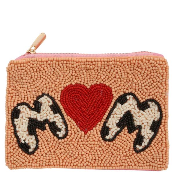 Mom Seed Bead Coin Pouch