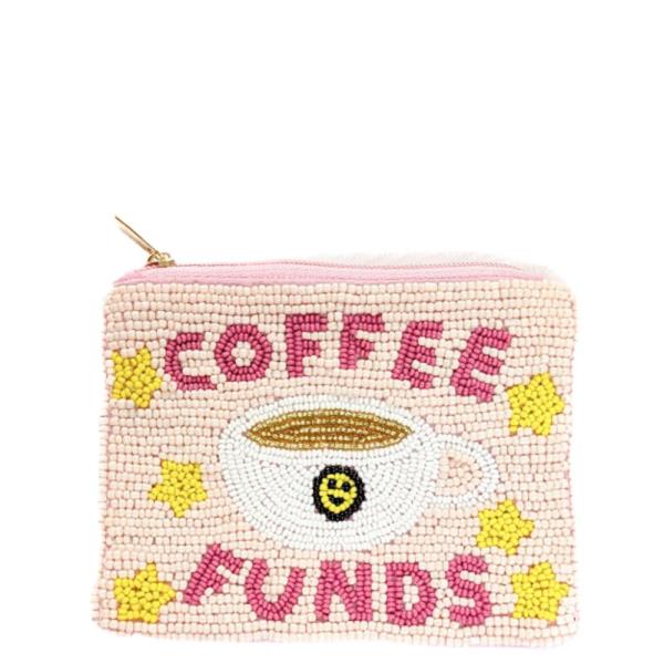 COFFEE FUNDS SEED BEAD COIN PURSE