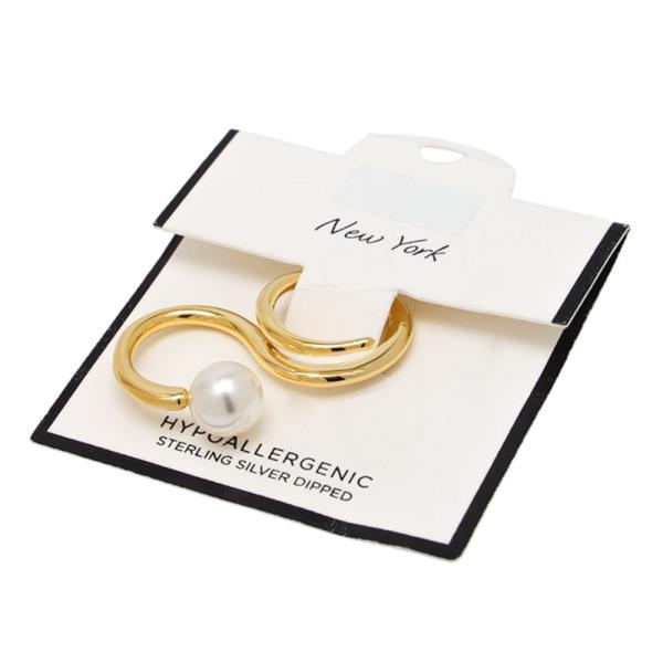 SECRET BOX Pearl Bead Gold Dipped Ring