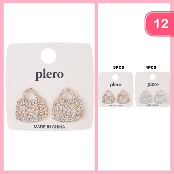 Rhinestone Purse Earrings (12 Units)