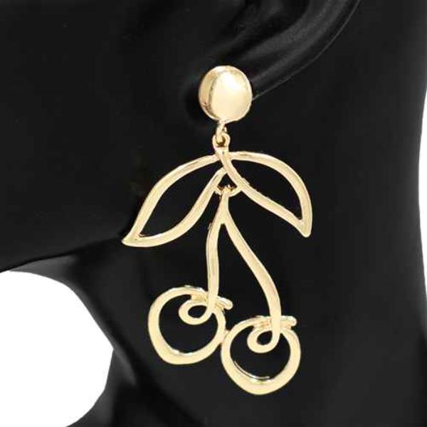 Cut Out Cherry Metal Earring