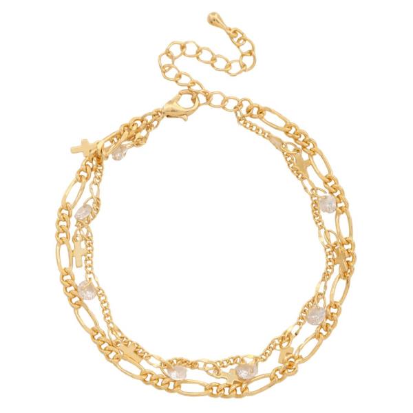 SODAJO Cross Crystal Bead Gold Dipped Bracelet