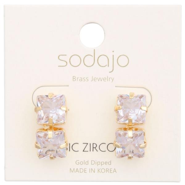 SODAJO Double CZ Gold Dipped Earring