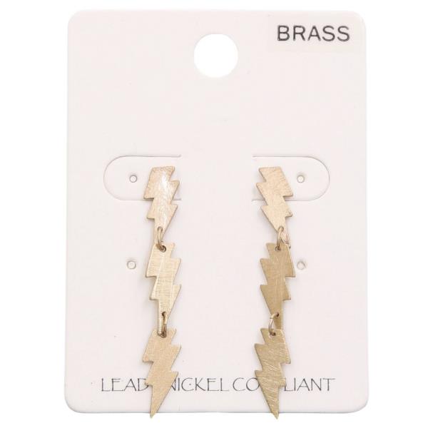 Brushed Metal Lightning Bolt Dangle Earring