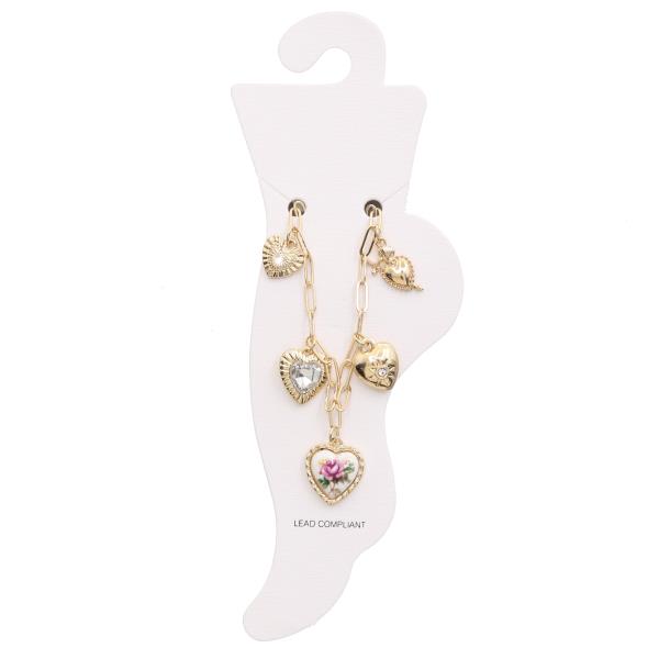 Heart Charm Metal Anklet