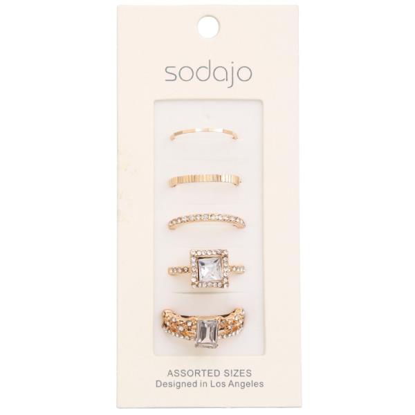SODAJO Rhinestone Metal Assorted Ring Set