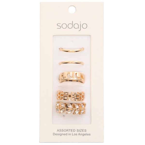 SODAJO Cut Out Moon Metal Assorted Ring Set
