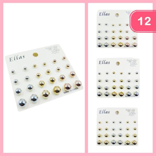 Mixed Pearl Stud Earrings (12 Units)