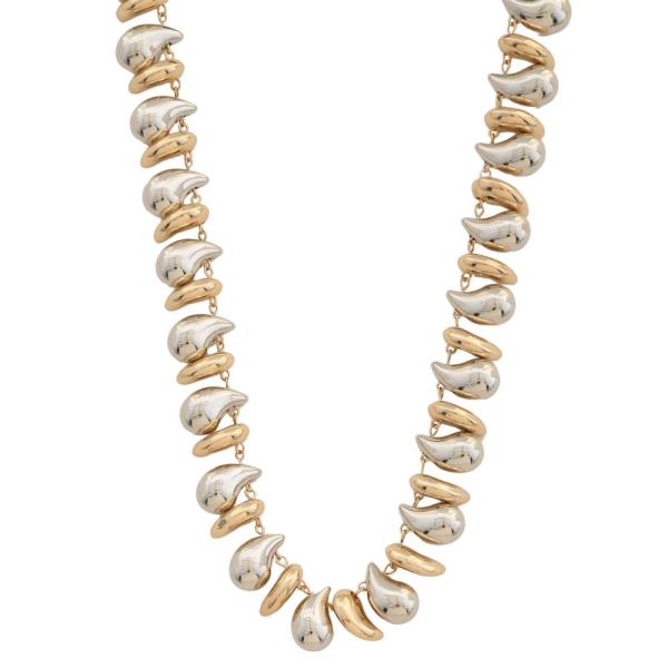 Two Tone Teardrop Link Metal Necklace