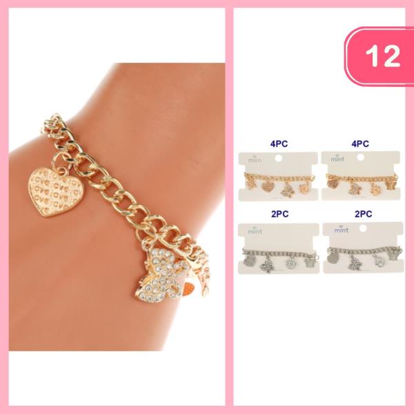 Heart Rhinestone Butterfly Bracelet (12 Units)