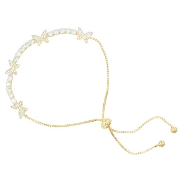 Butterfly CZ Metal Slide Adjustable Bracelet