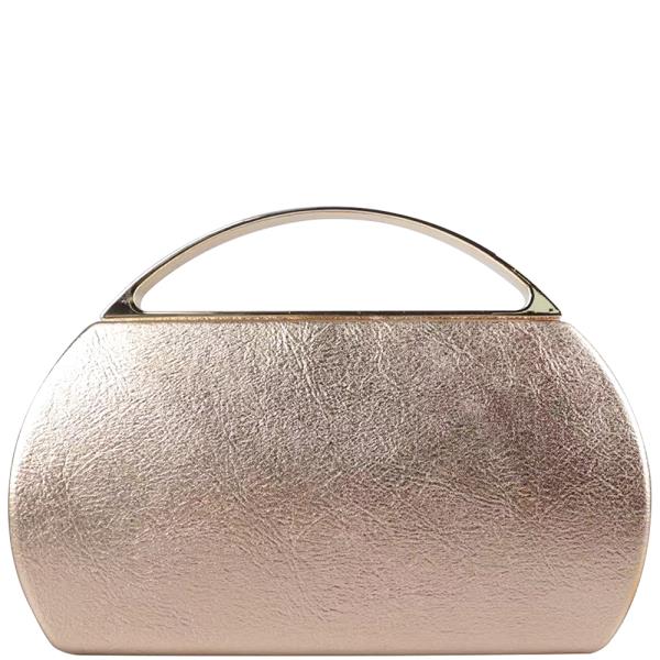 Metallic Textured Handle Evening Clutch Bag