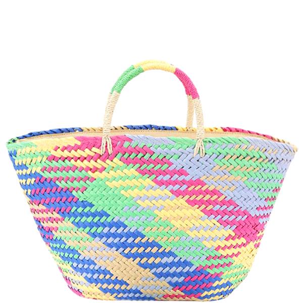 Multi Color Faux Straw Tote Bag