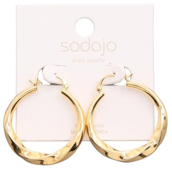 SODAJO TWISTED GOLD DIPPED HOOP EARRING