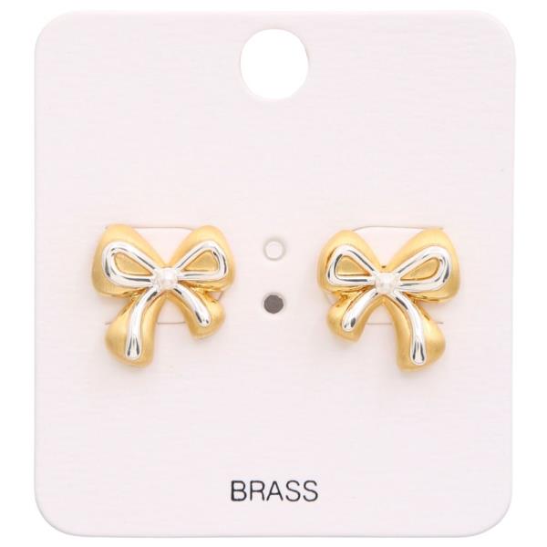 TWO TONE RIBBON BOW EARRING