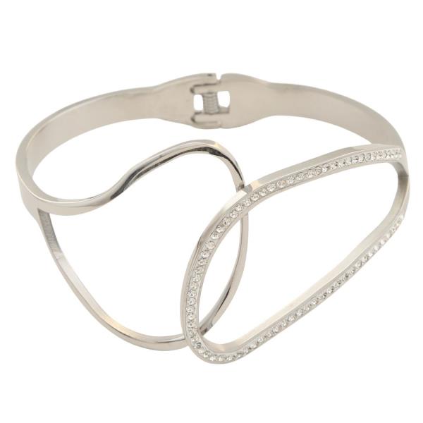 Abstract Bangle with Rhinestone Loop Details