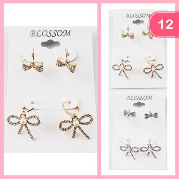 Bow Earring Set (12 Units)