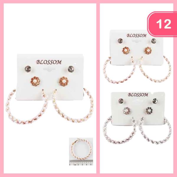 Pearl Hoop Post Earring Set (12 Units)