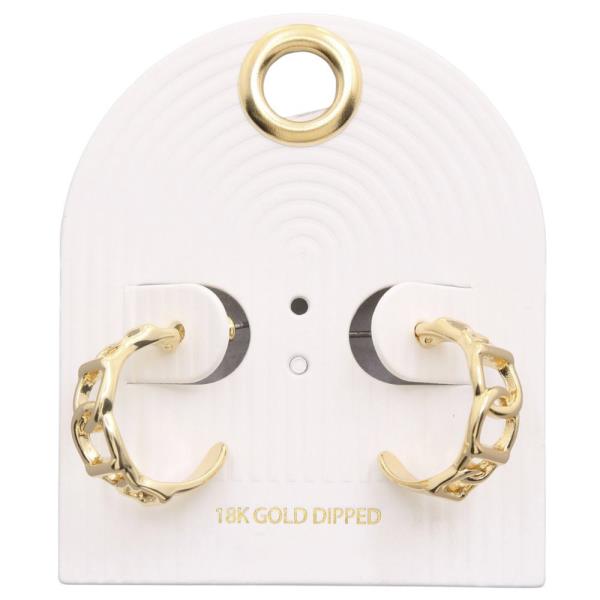 CURB LINK OPEN HOOP 18K GOLD DIPPED EARRING