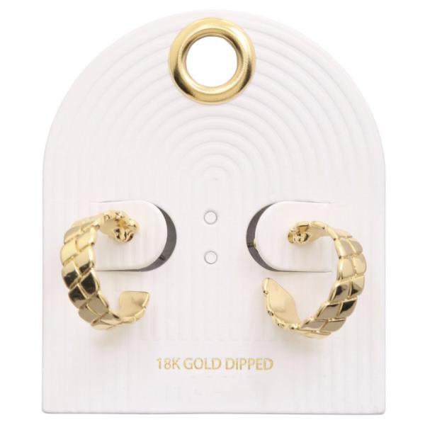 LINED OPEN HOOP 18K GOLD DIPPED EARRING